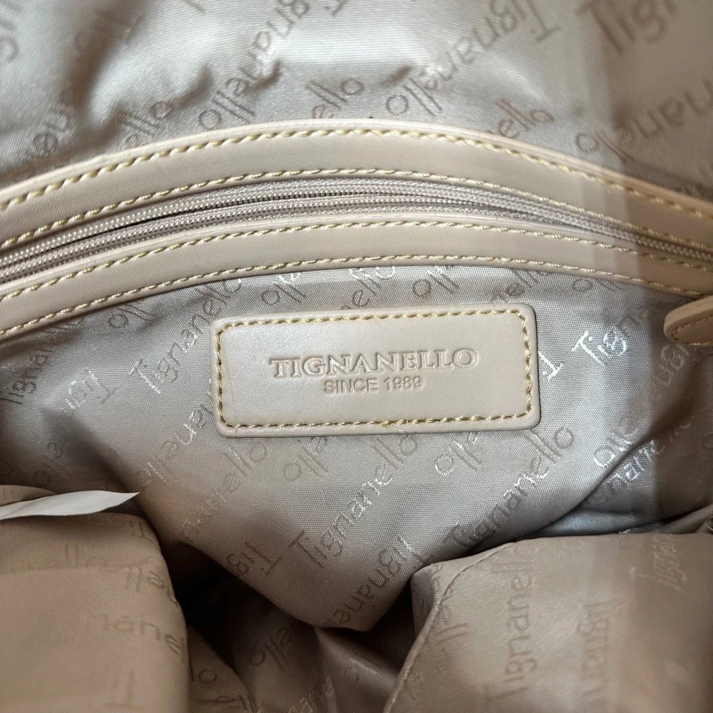 Tignanello Satchel Handbag White Pink Green Floral Leather Cottagecore Y2K Purse